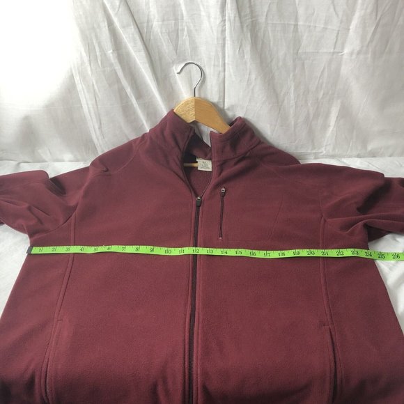 LL Bean Mens Long Sleeve Full Zip Lightweight Fleece Sweater Jacket Maroon Large - Picture 6 of 6